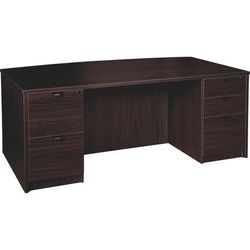 Lorell PD4272DPES Double-pedestal Bowfront Desk F/F B/B/F, 72" x 42" x 29", ES LLRPD4272DPES