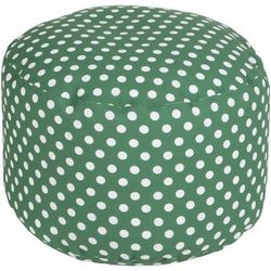 Kabuntalan 13"H x 20"W x 20"D Modern Light Green/Off White Outdoor Pouf - Boutique Rugs