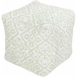 Teluknaga 18"H x 18"W x 18"D Traditional Sage/Blush Outdoor Pouf - Boutique Rugs