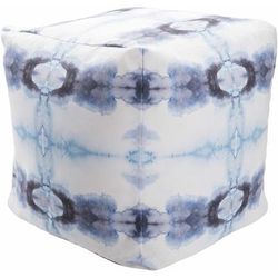 Yoshikawa 18"H x 18"W x 18"D Modern Off White/Light Gray/Slate Blue/Metallic Silver/Medium Gray Outdoor Pouf - Boutique Rugs