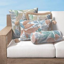 Mosaic Vinery Indoor/Outdoor Pillow - Claypot, 17" x 17" Square Claypot, 17" x 17" Square in Claypot with Natural Tassels - Frontgate