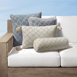Montauk Indoor/Outdoor Pillow - Sand, 17" x 17" Square Sand, 17" x 17" Square in Sand with Sand Piping - Frontgate