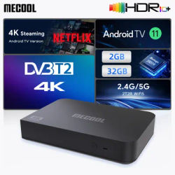 MECOOL DVB T2 Android TV Box KT2 with Android 11 Google Netflix Certified ATV 100M 2+32G S905Y4 WIFI 2.4G/5G 2T2R DVB Media Box
