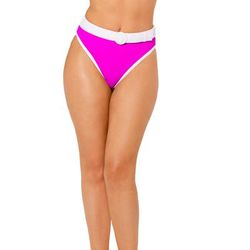 Plus Size Women's Belted Swim Brief by Swimsuits For All in Fluorescent Pink White (Size 6)