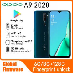 OPPO A9 2020 LTE GSM Unlocked 6.5" 12MP Quadruple camera (Dual SIM)((Snapdragon 665)(White/Green/Blue Global) 5000mAh