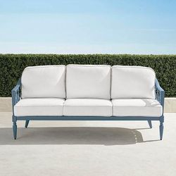 Avery Sofa with Cushions in Moonlight Blue Aluminum - Quick Dry, Sailcloth Salt - Frontgate