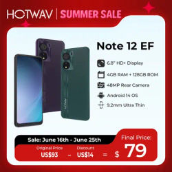 HOTWAV Note 12 EF Smartphone 6.8'' Large Display Android 14 OS 4GB 128GB Mobile Phone 48MP 5160mAh Ultra-Thin Cellphone