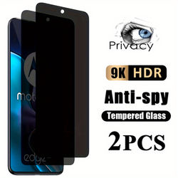 TEMU 2pcs 9h Hardness Tempered Glass Privacy Screen Protectors For Motorola Moto G04 G14 G24 G34 G54 G64 G84 5g, Anti-spy Glossy Finish,