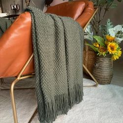 TEMU Throw Blanket - Soft Bean Texture, Mixed Colors, & Bed Decor, Decorative Accent For Living Room, Bedroom, Throw Blanket For Couch, Textured