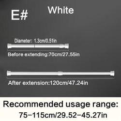 TEMU 1pc No-drill Multi-functional Telescopic Rod, Wall-mounted Towel Bar For Bathroom, Metal, Shower Curtain Rod, Bathroom Accessories