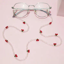 Lunettes de soleil chaînes de masquage chaînes de masque chaîne de lunettes cerise pour femmes rétro lunettes de soleil en métal lanières porte-cordon de lunettes