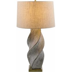 Photharam 33"H x 17"W x 17"D Traditional Black/Metallic Copper/Peach/White/Metallic Gold/Translucent Table Lamp - Boutique Rugs