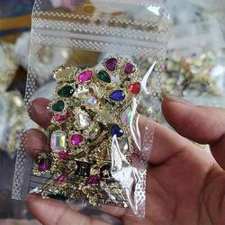 TEMU 60pcs /style 3d Alloy Nail Art Rhinestones, Luxury Nail Gems Charms, Nail Decoration Accessories For Acrylic Nails, Fragrance-free