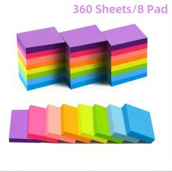 TEMU 360 Sheets/8 Books Fluorescent Color Sticky Notes, 3.8x5.1 Cm, 8 Colors Of Self-adhesive Sticky Notes, Colored Sticky Notes, Suitable For Office, Home, School, Meeting, 45 Sheets/book