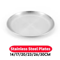 Stainless Steel Plates Camping Plates Reusable Dinner Plates Feeding Serving Tableware for Outdoor Camping Hiking Picnic BBQ