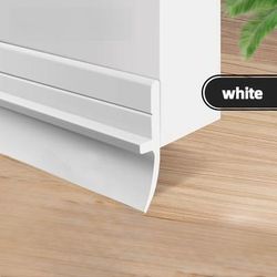 TEMU 1pc Polished Pvc Door Bottom Seal Strip - Self-adhesive Soundproofing Under , Anti-theft Stopper For Glass & Window, Durable Rubber Doorstop, Strong & Deformation-resistant, In White, Black, Grey
