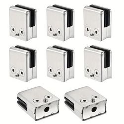 TEMU 8pcs Gajing 304 Stainless Clamps - Sleek Curved Back Square Brackets For 8-10mm Balustrade & Staircase Handrails, Metal Holders With Pressure Distribution, Handrail Brackets For Stairs, Gajing