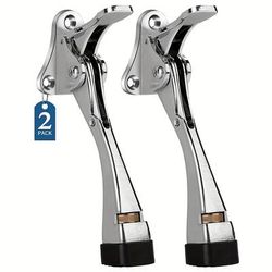 TEMU Evhooe 2pcs Polished Metal Door Stop, Height Adjustable, Footed Door Stop - Invisible, Impact Resistant, Metal Construction, - Ideal For Carpet, Tile, Wood And Glass Floors