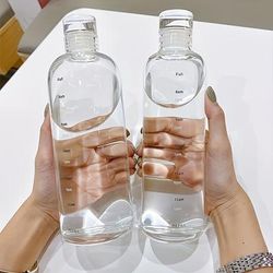 TEMU 1pc Time-marked 500ml/700ml Clear Leakproof Sports Water Bottle, 16.91oz/23.67oz Durable Pc Material, Shatterproof, Bpa-free With Flip Cap
