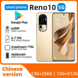 OPPO Reno 10 5G 6.7inch OLED Snapdragon778G Cell Phone 80W SuperVOOC 4600Mah Battery NFC 64MP Camera used phone