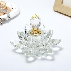 TEMU Creative Lotus-shaped Glass Perfume Bottle, Crystal Decorative Tabletop Ornament, Unscented, Perfume Bottle, Glass Decoration