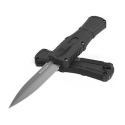 Benchmade Mini Claymore OTF Dagger Automatic Folding Knife 3.02in CPM-D2 Steel Dagger Blade Black Handle 3375GY
