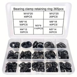 TEMU 365pcs Internal Tooth Star Lock Washers, M3/m4/m5/m6/m8/m10/m12 Quick Combination Kit, Black Oxidized Surface/push-in Lock Washers