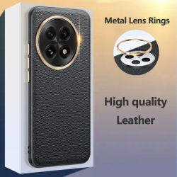 Case for OnePlus 13 Luxury Leather Pattern Metal Camera Lens Protection Shockproof Bumper Phone Back
