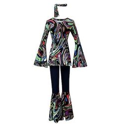 Giorno dei Re Mascherata Costume Disco Retrò Vintage Anni '70 Adulti Per donna Carnevale Mascherata Halloween Performance Costumi di Halloween facili Vestirsi