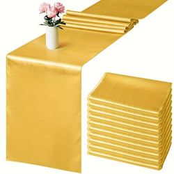 TEMU A Set Of 10 Satin Table Runners, 12x108 Inches Long, Made Of Smooth Fabric, Wedding, Birthday Parties, Banquets, Event Decorations, For Decorating Rectangular And Round Tables.