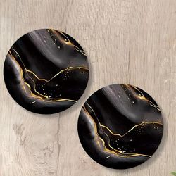 TEMU A Set Of 6 Black And -patterned Wooden Coasters, Heat-resistant And Home Use, Afternoon Tea, Café, Restaurant Decor, And An For Holiday Gifts.
