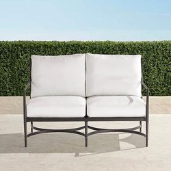 Angelina Loveseat with Cushions in Jet Black Aluminum - Standard, Rain Indigo - Frontgate