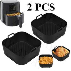 TEMU Silicone Baking Trays For Air Fryers, Compatible With Hd9252, Hd9200, And Hd9255 Models, Featuring A Surface For In Air Fryers, Ovens, And Microwaves.