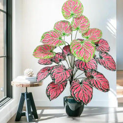 60-85-104 cm 24 feuilles artificielles rose fée taro feuilles monstera vert radis calla feuilles de lys vacances maison bureau décoration