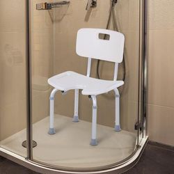 TEMU Homcom 8-level Height Adjustable Bath Stool Spa Shower Chair Aluminum W/ Non-slip Feet, Handle For The Pregnant, Old, Injured
