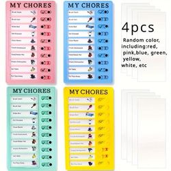 TEMU 4-pack Durable Plastic Daily Chore Chart Checklist Boards - Blank Task Memo Pads For Home & Travel Planning, My Chores Chart