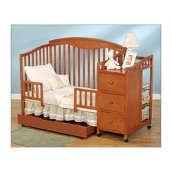Simplicity Christina Crib 'N Changer Combo in Pecan Finish