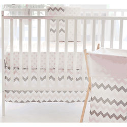My Baby Sam Chevron Baby Pink 3 Piece Crib Bedding Set