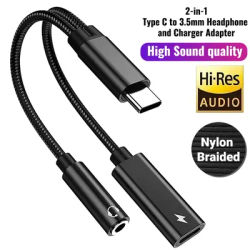 Type-C to AUX Cable Adapter Type-C 3.5mm AUX Earphone Converter DAC Chip PD 60W Fast Charging Sound Card for Headset Universal