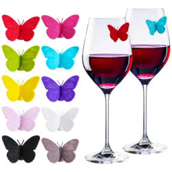 10pcs Silicone beverage glass labels and butterfly labels are suitable for birthday wedding bar party family glass identifiers