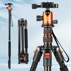 "TEMU Uegogo Professional Aluminum Alloy Tripod & Monopod With Gimbal Head, 76.8" Camera Tripod Expandable To 81.1", 8kg Load Capacity, Inverted Center Column For Macro Shooting, Carry Bag Included"