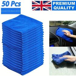 TEMU 50pcs Set, Ultra- Cleaning Cloth, Reusable Ultra-thin Towels, Car Towels, Dishwashing Towels, Kitchen Accessories, Car Cleaning Towels, Square Blue Towels, 30 * 30cm