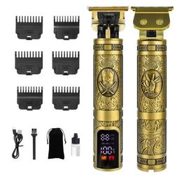 TEMU Usb Rechargeable - Hair Lcd Display, Grooming Kit For Trimming & , For Him