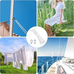 TEMU 12.5m 6mm Flag Rope Polyester Pole Rope Flag Replacement Flag Line With 2 Steel Hook Clips Flagpole Rope Clips For Outdoor Hanging Clothes Bundled Sailing Rigging Garden