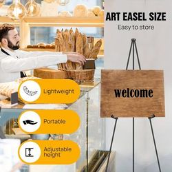 TEMU Portable Easel Stand For Wedding Painting Display Retractable Artist Easel Black Adjustable Metal Tripod Easel With Carrying Bag 160cm/63inch
