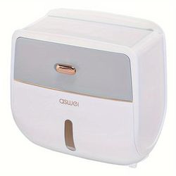 TEMU 1pc Toilet Roll Paper Holder, Double Layer Large Capacity Tissue Storage Box, Wall Mounted Bathroom Tissue Dispenser, Waterproof Tissue Box, Bathroom Accessories