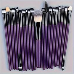 TEMU 20pcs Luxurious Brush Set With Soft, Hypoallergenic Nylon Bristles - Types, Ethically Made, Easy To Clean, Includes Brushes & Puff, Travel, Makeup Brush Holder