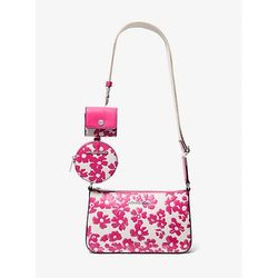Michael Kors Jet Set Small Sequined Floral Print Crossbody Bag with Case for Apple Airpods Pro® Pink One Size