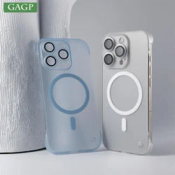 Frameless Ultra Thin Magsafe Case for iPhone 16 11 12 13 14 15 Pro Max 16 Plus Glass Camera Protector Matte Shockproof PP Cover