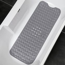 TEMU 1 Pvc Anti-slip Bathtub & Shower Mat, 39.3x15.7 Inches - Extra Long With Multiple Suction Cups, Machine Washable, Blue - Home & Hotel Bathrooms, Bath Mats For Bathroom